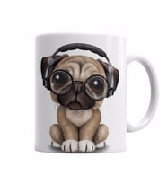 Müzik Pug Köpek Kupa Bardak Porselen