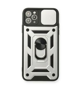 Apple iPhone 11 Pro Kılıf Pars Lens Yüzüklü Silikon - Gümüş