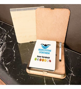 Beden Eğitimi Öğretmeni Ahşap Kutulu Defter Kalem Set 001