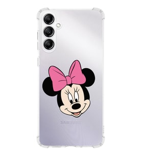 Samsung Galaxy A14 Uyumlu Köşe Korumalı Antişok Kapak Minnie Mouse Tasarımlı Şeffaf Silikon Kılıf
