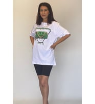 Kadın Beyaz Önü Zincir Detay Oversize T-Shirt