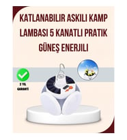 Mey İthalat® Katlanabilir Güneş Enerjili LED Kamp Lambası USB Şarjlı