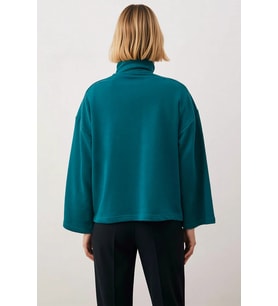 Kadın Dik Yaka Fermuarlı Düşük Kol %100 Pamuk Sweatshirt Fonksiyonel Dayanıklı Kaliteli Şık
