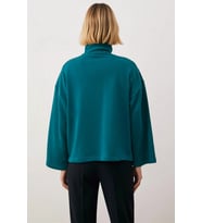 Kadın Dik Yaka Fermuarlı Düşük Kol %100 Pamuk Sweatshirt Fonksiyonel Dayanıklı Kaliteli Şık