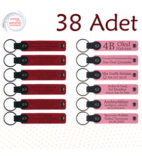 Kırmızı & Pembe, 38’li Set, Kişiselleştirilebilir Deri Hatıra, Kafe Müşterilerine Küçük Teşekkür