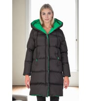 Dewberry Kadın %100 Polyester Kaban Siyah-Yeşil Z6687 Günlük Dış Giyim, Katmanlı Kombin, Şehir ve Ofis Stili