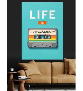 Hayat Kaset Retro Poster Dekoratif Kanvas - Mdf Ahşap Tablo