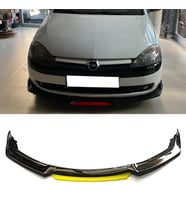 Opel Corsa C Sarı Renkli Şeritli Dilli Ön Lip 4 Prç Parlak Siyah ABS