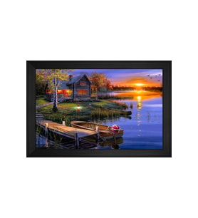 Manzara Temalı Kanvas Tablo 80 x 110 cm Siyah Çerçeve