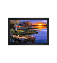 Manzara Temalı Kanvas Tablo 80 x 110 cm Siyah Çerçeve