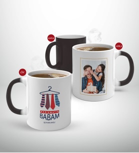 BK Gift Kişiye Özel Babalar Günü Hediyesi Fotoğraflı Sihirli Kupa Bardak-72 (Beyaz)