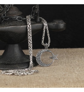 AYYILDIZ MODEL KRAL ZİNCİRLİ GÜMÜŞ KOLYE