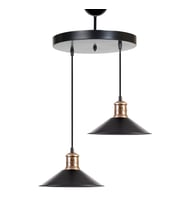 Rys  Retro Metal Siyah 2 Li Dekoratif Rustik Sarkıt Avize Çap :30 cm (Burnt Olive)