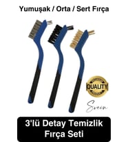 Premium 3'lü Mini Tel Fırça Seti Detay Temizlik Pas Kir Sökücü Devre Kartı Fan 3D Printer Mekanik