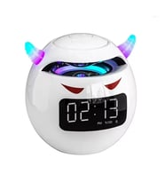 Mini Bluetooth Hoparlör & Alarm Saati  HD Mikrofonlu, Bas Destekli TF Kart Müzik Çalar (Beyaz)