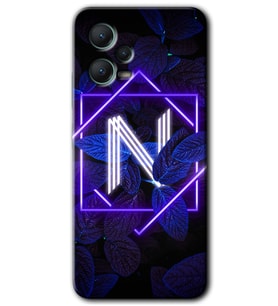 Redmi Note 12 5G Kılıf HD Desen Baskılı Kılıf - Dark Neon Yaprak N Harfi