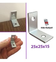 Mobilya Eşya Dolap Duvar Sabitleyici Köşe Bağlantı L Demir Gönye Deprem Güvenliği 25x25x15mm (Krom)