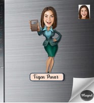 Kişiye Özel İş Kadını Ahşap Magnet -11