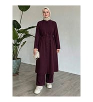Hakim Yaka Uzun Pantolonlu Takım-Bordo