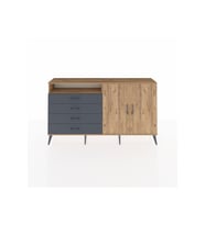Arges Konsol 3 Raflı 4 Çekmeceli 2 Kapaklı 176x30x99 Çam-Çam/Antrasit