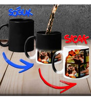 Alev Efektli 6 Fotoğraf Baskılı Kişiye Özel Sihirli Kupa Bardak