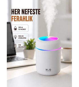 Abs Gövdeli 300ml Usb Nemlendirici - Beyaz, Gri, Pembe Renk
