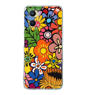 PrintiFy Oppo A96  ile Uyumlu 1mm Slim Fit Retro Renkler 2 Baskılı Şeffaf  Kılıf