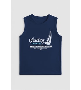 Erkek Bisiklet Yaka Baskılı Kolsuz T-shirt