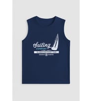 Erkek Bisiklet Yaka Baskılı Kolsuz T-shirt