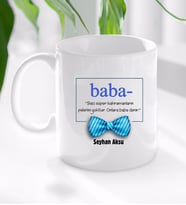 BK Gift Kişiye Özel Babalar Günü Hediyesi Baba Tasarımlı Kupa Bardak-3 (Beyaz)