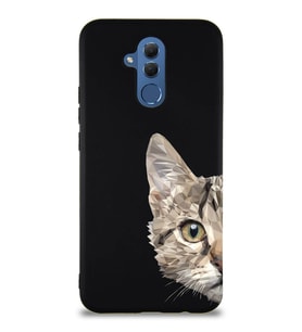 Huawei Mate 20 Lite Soft Premier Kapak Catface Tasarımlı Silikon Kılıf - Siyah (Şeffaf)