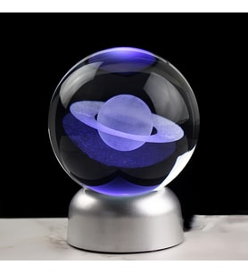 Işıklı Satürn Cam Küre 8cm*6cm
