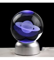 Işıklı Satürn Cam Küre 8cm*6cm