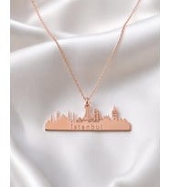 Kişiye Özel 925 Ayar Gümüş Tasarım İstanbul Figürlü Kolye (Rose)