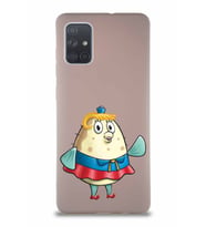 Samsung Galaxy A71 Soft Premier Kapak Bayan Puff Tasarımlı Silikon Kılıf - Pudra (Şeffaf)