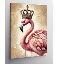 Kanvas Tablo Taçlı Flamingo ve Zarafet
