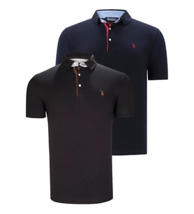 İKİLİ SET T8582 DEWBERRY ERKEK T-SHIRT-SİYAH-LACİVERT