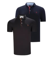 İKİLİ SET T8582 DEWBERRY ERKEK T-SHIRT-SİYAH-LACİVERT