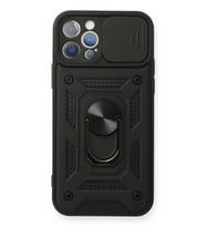 Pilelistore   iPhone 12 Pro Kılıf Pars Lens Yüzüklü Silikon - Siyah