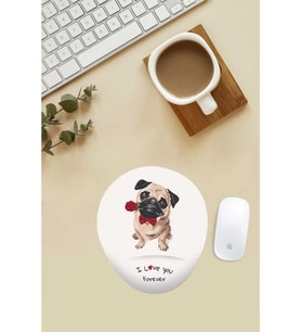 I Love You Pug Desenli Bilek Destekli Mouse Pad
