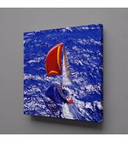 MAVİ DENİZDEKİ TEKNE KANVAS TABLO 60x60cm (Karışık)