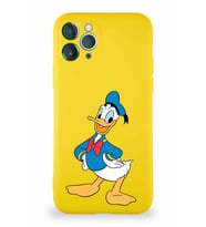 Apple iPhone 11 Pro Soft Premier Kapak Donald Duck-C Tasarımlı Silikon Kılıf - Sarı (Şeffaf)