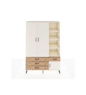 Hyperion Dolap 5 Raflı 4 Çekmeceli Tek Askılı 132x44x195 Aytaşı-Aytaşı/Çam