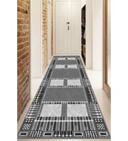 Dijital Baskılı Kaymaz Taban Yıkanabilir Modern Yolluk Ve Koridor Halısı NDU-HT-939 (Gri)