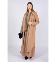 Kadın Büyük Beden Düz Basic Takım 2'li Bej