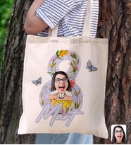 BK Gift Kadınlar Günü Karikatürlü Kanvas Bez Çanta, Baskılı Omuz Çantası, Alışveriş Çantası, Plaj Çantası, Arkadaşa Hediye-3