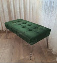 Modern Dilim Puf Ayakucu Puf Gümüş Metal Ayak (90*45) (Yeşil)