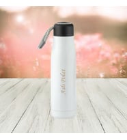KİŞİYE ÖZEL İSİM BASKILI TAŞIMA İPLİ ÇELİK TERMOS 600 ML (Metal) (Beyaz)