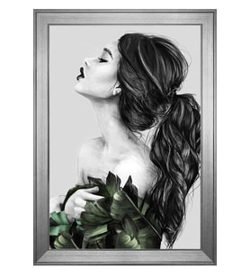 Kadın Motifli Kanvas Tablo 50 x 70 cm Silver Çerçeve