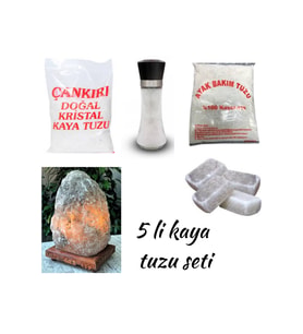 5+İ Yerlerde Tuz Lambası Seti, Sağlıklı ve Sıcak Atmosfer Yaratır (Krem)